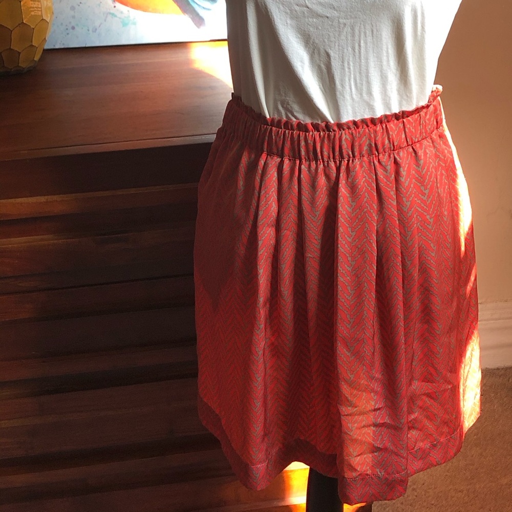Silky Coral and Tan Skirt by Banana Republic